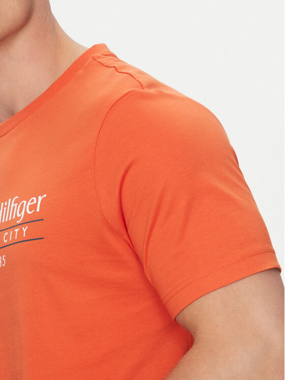 Tommy Hilfiger Tommy Hilfiger Marškinėliai Center Stack MW0MW38621 Oranžinė Regular Fit