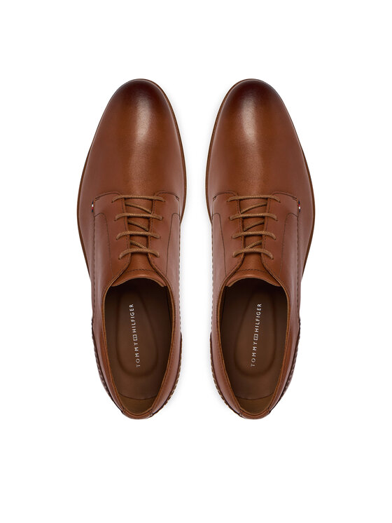 Tommy Hilfiger Pusbačiai Tommy Hilfiger Hilfiger Leather Dress Shoe FM0FM05777 Ruda