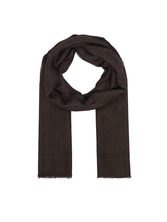Calvin Klein Šalle Calvin Klein Emblem Aop Glossy Tonal Scarf LV04F8096G Tumši brūna