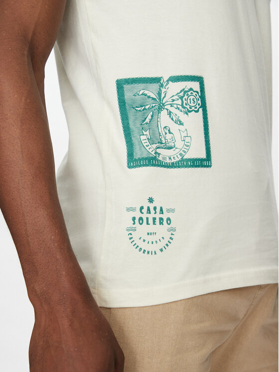INDICODE INDICODE T-shirt Inflorallo 41-137 Écru Regular Fit