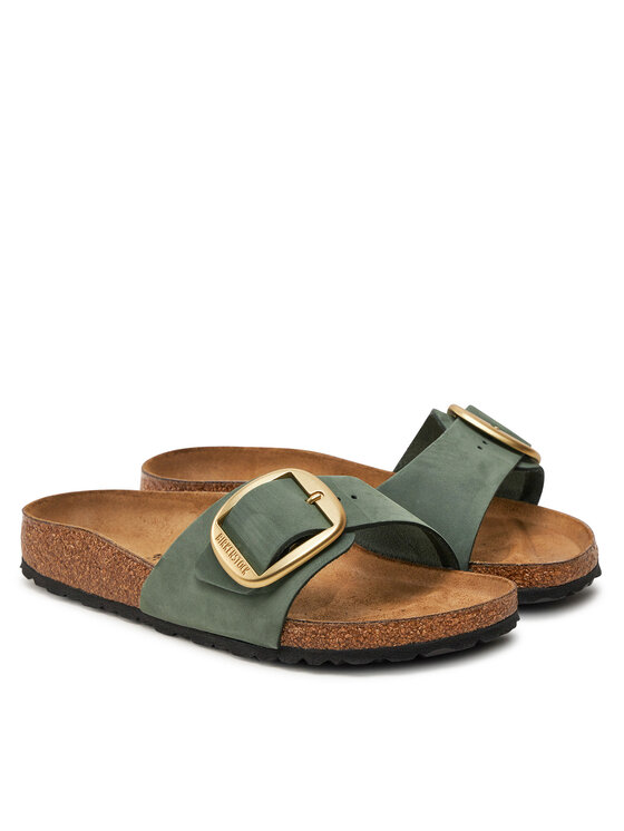 Birkenstock Klapki Birkenstock Madrid Big Buckle Lenb 1028553 Zielony