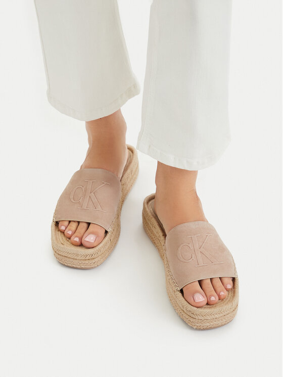 Calvin Klein Espadrilky Calvin Klein Flatf Espa Mule Nub Mg HW0HW02890 Béžová