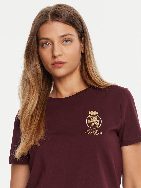 Tommy Hilfiger Tommy Hilfiger Camiseta Gold Crest WW0WW46153 Guinda/burdeos Regular Fit