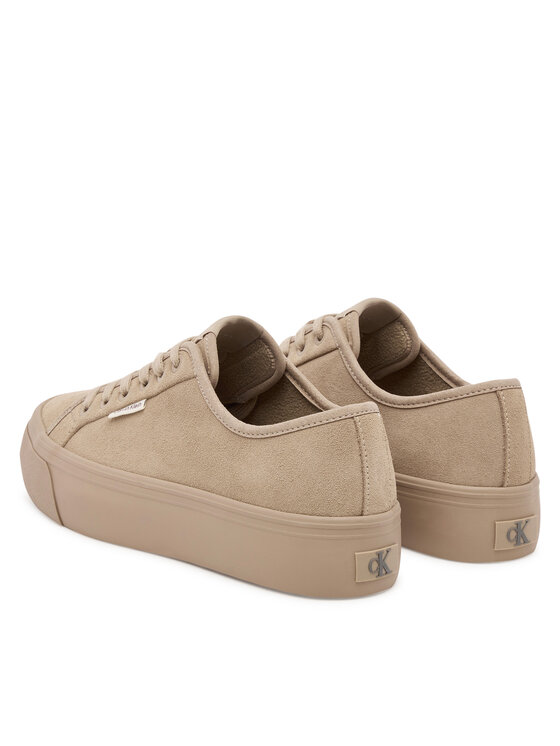 Calvin Klein Snīkeri Calvin Klein Vulc Flatf Lace Up Sue/Wl Ck YW0YW02000 Bēšs