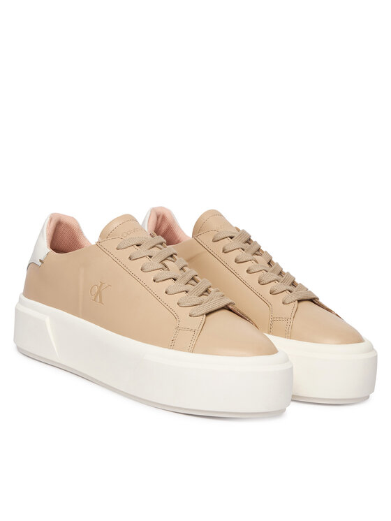 Calvin Klein Sneakers Calvin Klein Flatform Lace Up Lth YW0YW01928 Bej