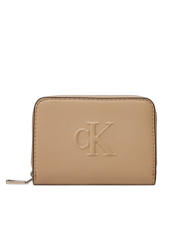 Calvin Klein Jeans Peňaženka Calvin Klein Jeans Sculpted Med Zip Around Wallet LV04K1004G Béžová