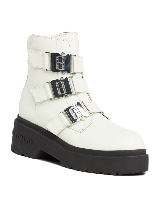 Tommy Jeans Botki Tommy Jeans Tjw Chunky Boot Hardware EN0EN02443 Écru