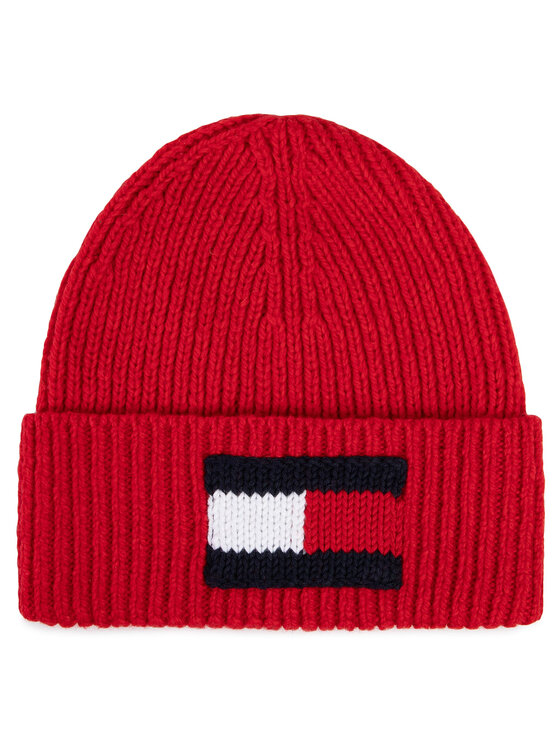 Tommy Hilfiger Шапка Tommy Hilfiger Big Flag Beanie AM0AM05152 Червен