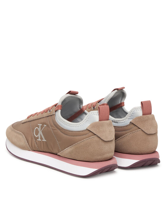 Calvin Klein Сникърси Calvin Klein Retro Runner Sock Laceup Mix Mat YW0YW02060 Кафяв