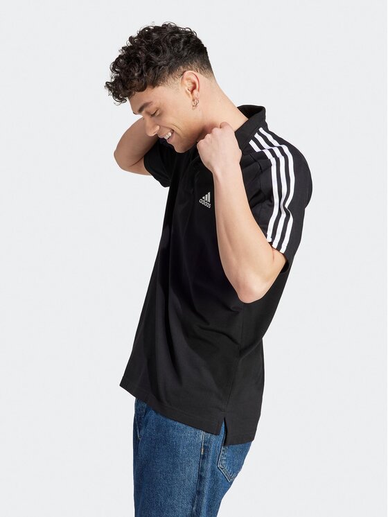 adidas adidas Поло Essentials Piqué Embroidered Small Logo 3-Stripes Polo Shirt IC9310 Чорний Regular Fit