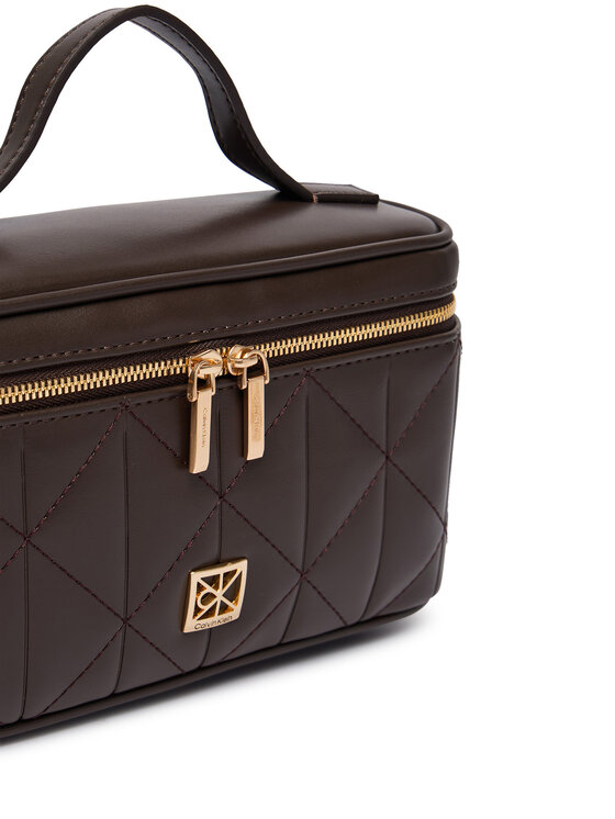 Calvin Klein Ročna torba Calvin Klein Quilted Beauty Case On Chain LV04F1123G Temno rjava
