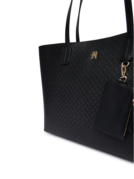 Tommy Hilfiger Rankinė Tommy Hilfiger Th Icon Tote Mono AW0AW19004 Juoda