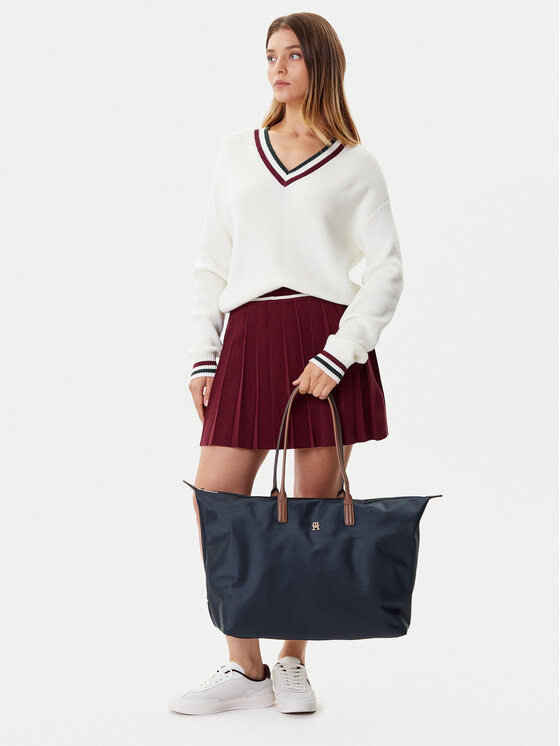 Tommy Hilfiger Torebka Tommy Hilfiger Popette Maxi Tote AW0AW17996 Granatowy