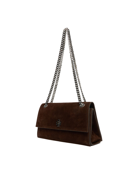 Tory Burch Сумка Tory Burch Kira Turnlock Suede Shouldr Bag 169176 Коричневий