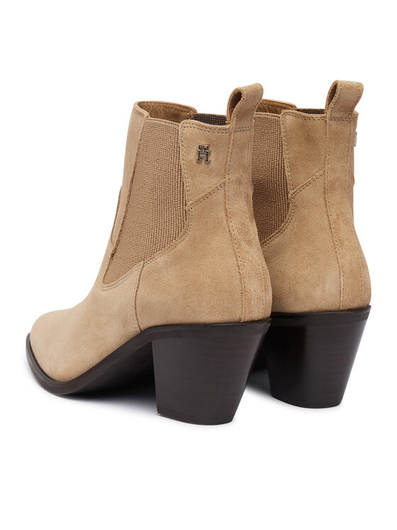 Tommy Hilfiger Μποτάκια Tommy Hilfiger Suede Western Chelsea Boot FW0FW09581 Μπεζ