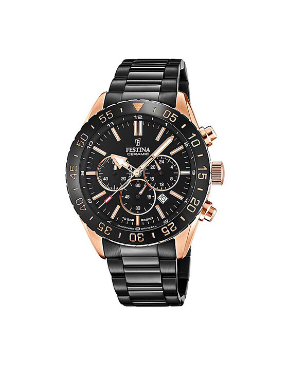 Festina Pulkstenis Festina Ceramic Chronograph F20578/1 Melns