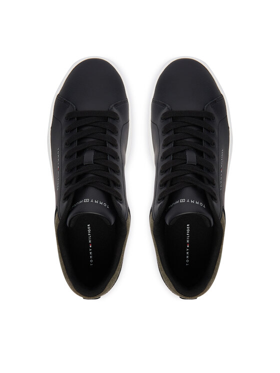 Tommy Hilfiger Sneakersy Tommy Hilfiger Th Court Core Lth Mix Collar FM0FM05970 Černá