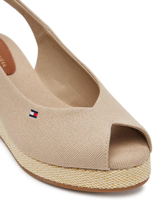 Tommy Hilfiger Sandales Tommy Hilfiger Flag Mid Wedge Espad Slingback FW0FW08595 Bēšs