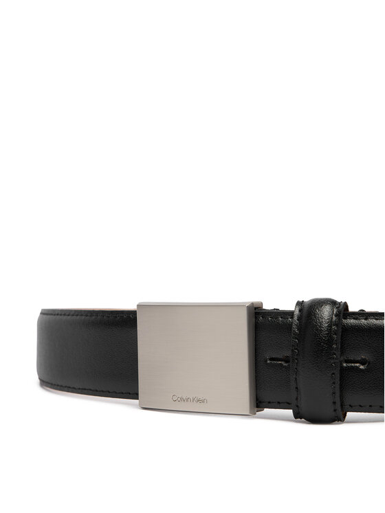 Calvin Klein Pasek Męski Calvin Klein Logo Plaque Smooth 32Mm LV04D7030G Czarny