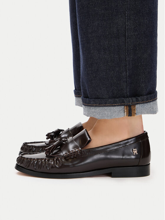 Tommy Hilfiger Mokasyny Tommy Hilfiger Tassel Abrasivato FW0FW09460 Brązowy ciemny