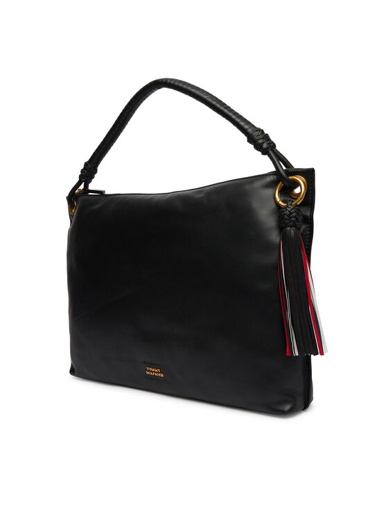 Tommy Hilfiger Geantă Tommy Hilfiger Th Statement Leather Bag AW0AW18621 Negru