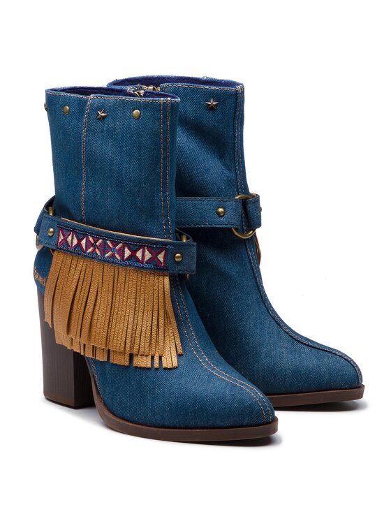 Desigual Škornji Desigual Shoes Folk Exotic Denim 18WSTD02 Mornarsko modra