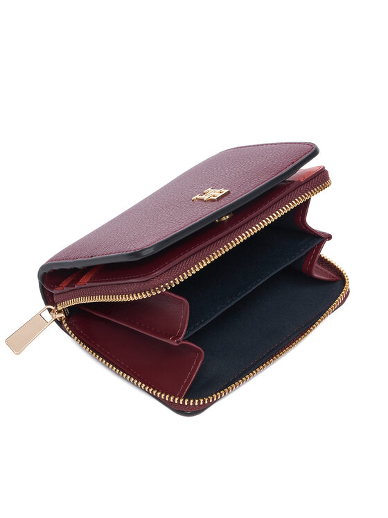 Tommy Hilfiger Πορτοφόλι Tommy Hilfiger Th Icon Med Za W/ Flap Seasonal AW0AW18758 Μπορντό