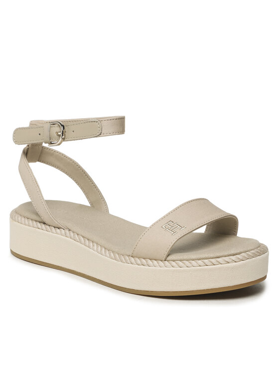 Tommy Hilfiger Sandales Tommy Hilfiger Rope Flatform FW0FW07019 Bēšs