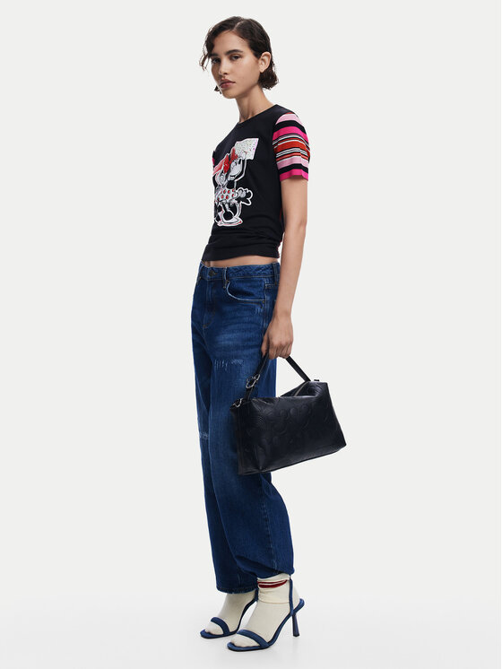 Desigual Desigual Футболка Minnie 25SWTK39 Чорний Slim Fit