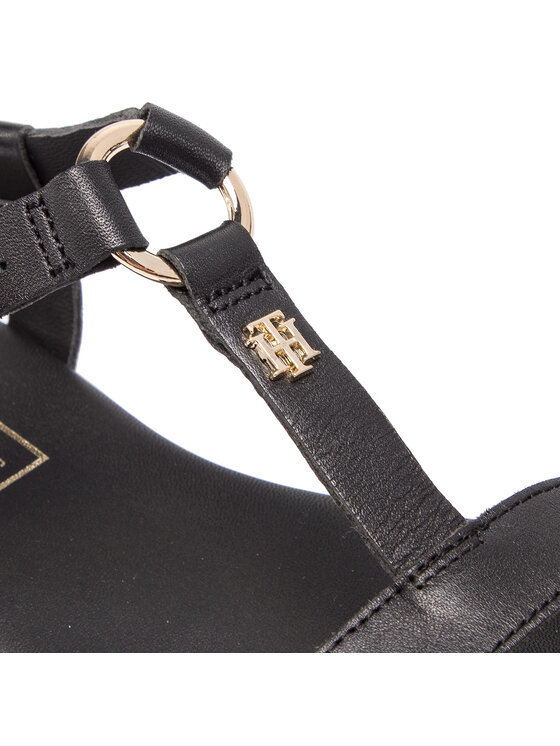 Tommy Hilfiger Sandale Tommy Hilfiger Elevated Leather Flat Sandal FW0FW03946 Negru