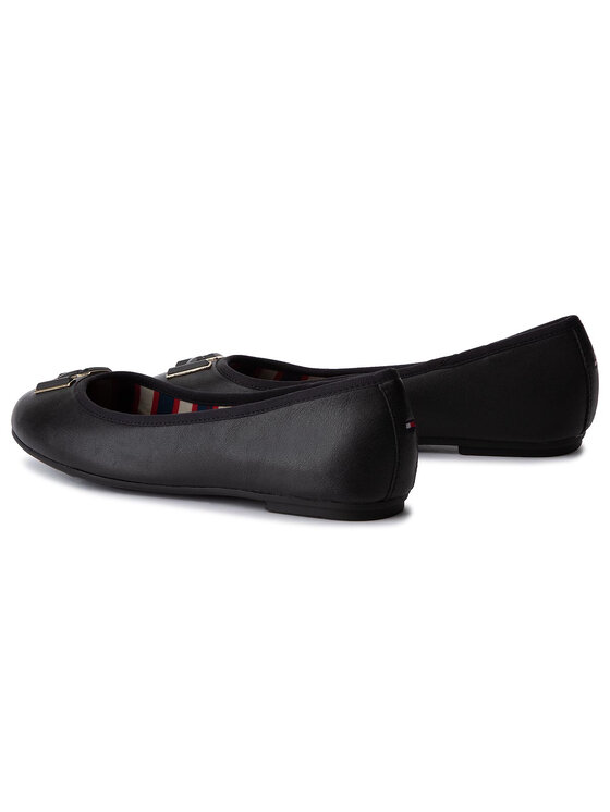 Tommy Hilfiger Baleríny Tommy Hilfiger Essential Leather Ballerina FW0FW04316 Čierna