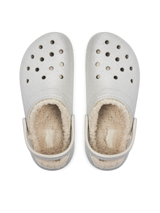 Crocs Шльопанці Crocs Classic Platform Glitter Lined Clog W 210413 Срібний