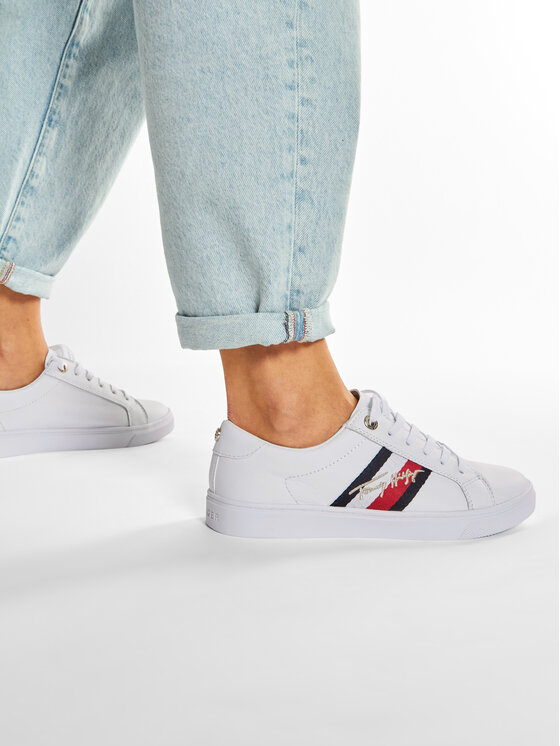 Tommy Hilfiger Сникърси Tommy Hilfiger Signature Cupsole Sneaker FW0FW05224 Бял