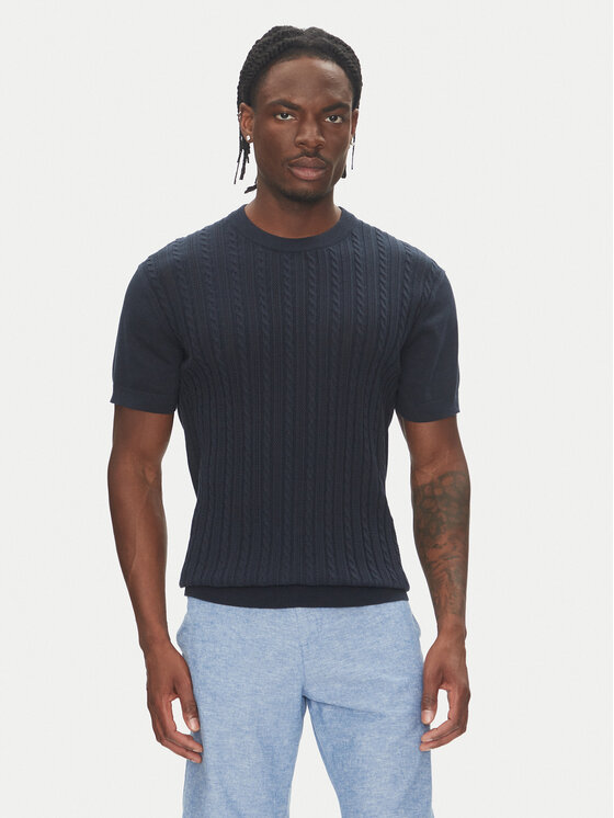 Lindbergh Lindbergh T-shirt 30-804115 Tamnoplava Slim Fit