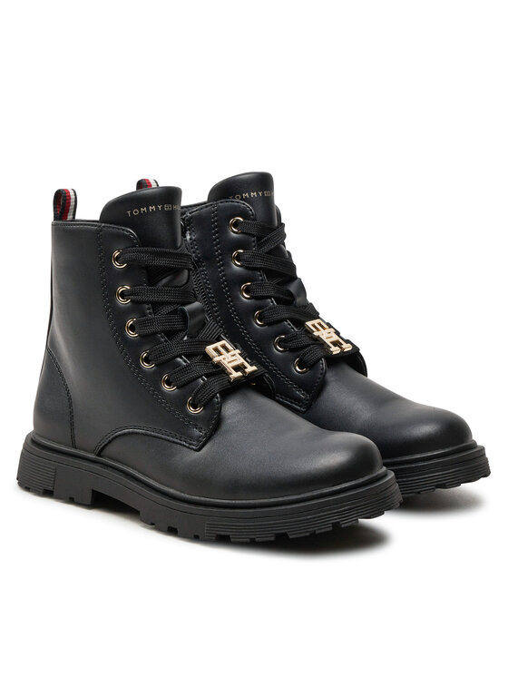Tommy Hilfiger Trapery Tommy Hilfiger Lace-Up Bootie T1A5-33561-1351 S Czarny