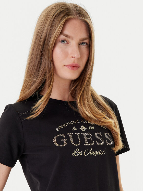 Guess Guess Marškinėliai V5YI13 J1314 Juoda Regular Fit