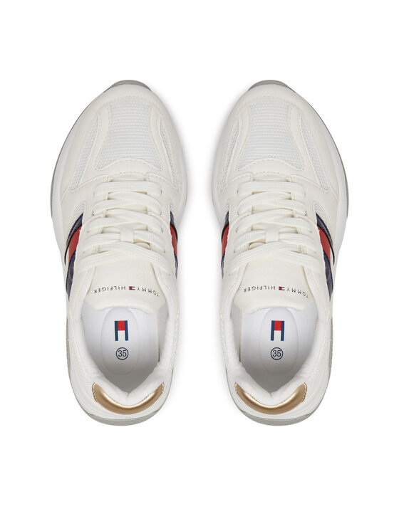 Tommy Hilfiger Sneakersy Tommy Hilfiger Flag Low Cut Lace-Up Sneaker T3A9-33550-1697 S Biela