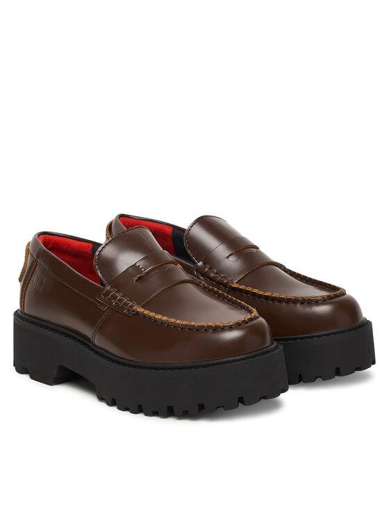 Tommy Jeans Loafersy Tommy Jeans Archive '01 Leather Loafer EN0EN03022 Hnědá