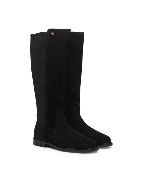 Tommy Hilfiger Zimske čizme Tommy Hilfiger Enamel Flag Suede High Chelsea FW0FW09574 Crna