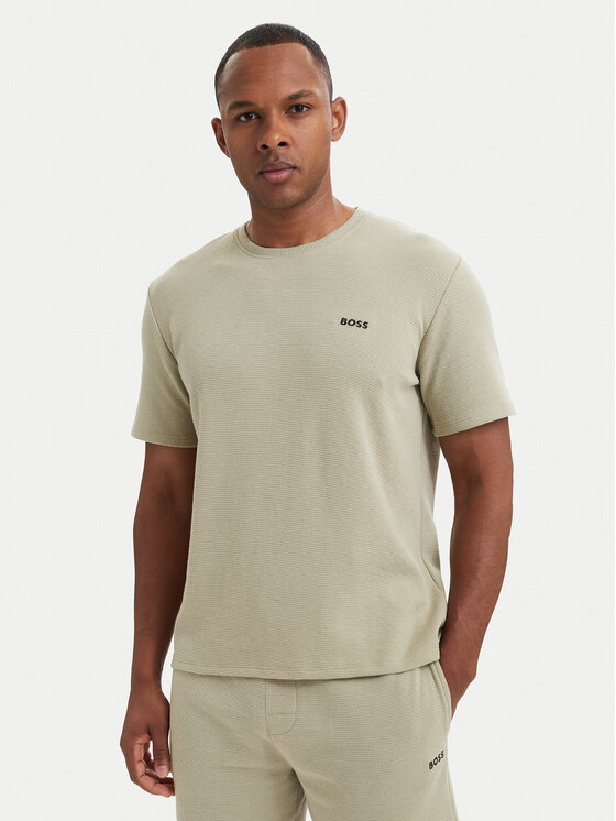 BOSS BOSS Camiseta Waffle 50535891 Verde claro Regular Fit