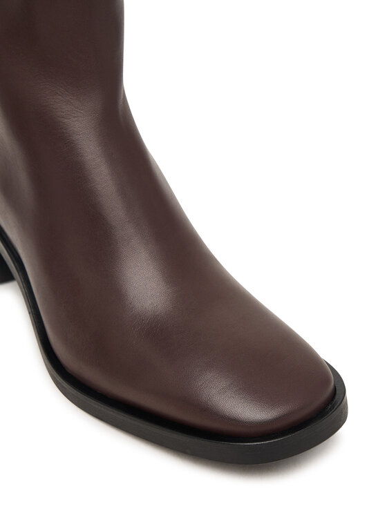 Calvin Klein Škornji Calvin Klein Block Heel Ank Boot Lth Hdw HW0HW03171 Rjava