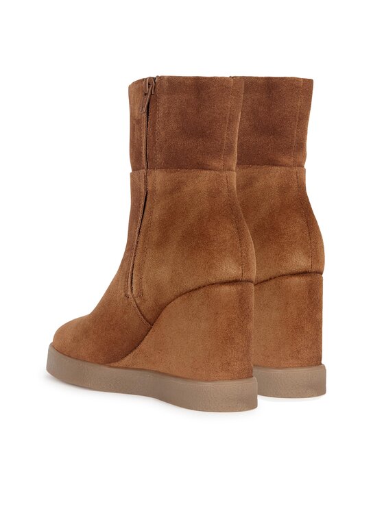 Geox Polokozačky Geox D Elidea Wedge D36VQB 00022 CD500 Hnědá