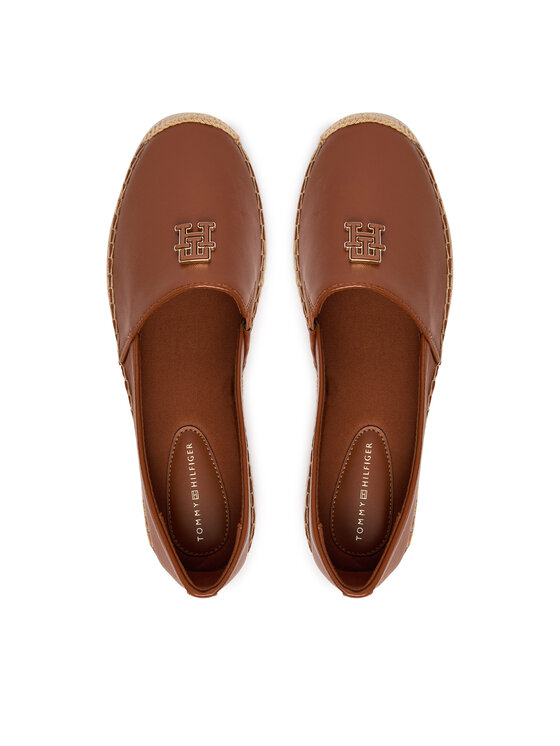Tommy Hilfiger Espadrillas Tommy Hilfiger Th Logo Leather Espadrille FW0FW09246 Marrone