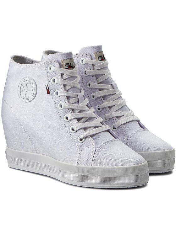 Tommy Hilfiger Сникърси Tommy Hilfiger DENIM Nice Wedge 1D1 FW0FW00936 Бял