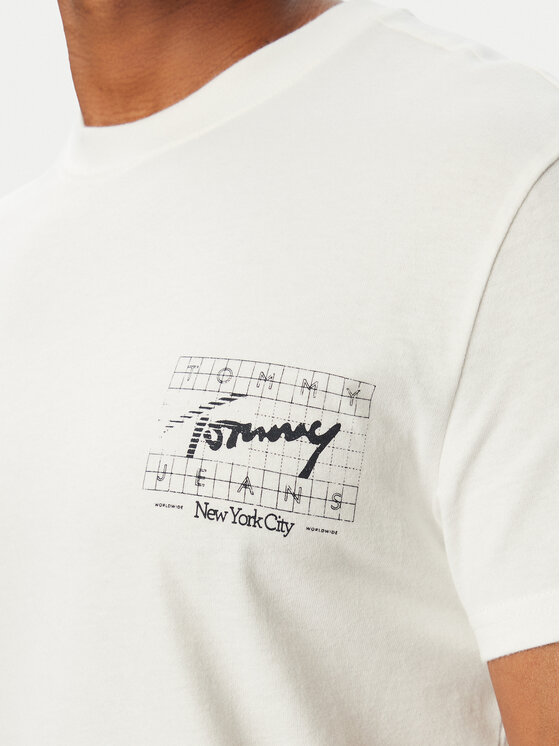 Tommy Jeans Tommy Jeans Camiseta Sign DM0DM23177 Crema Regular Fit