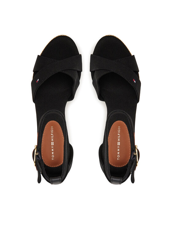 Tommy Hilfiger Sandály Tommy Hilfiger Flag High Wedge Espad Crisscross FW0FW08661 Černá