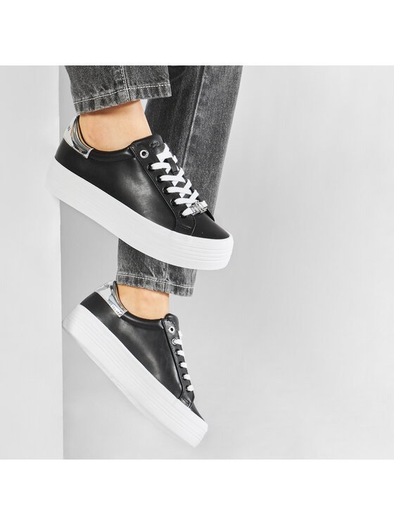 Calvin Klein Jeans Sneakers Calvin Klein Jeans Vulcanized Flatform Lace Up Lth YW0YW00164 Negru
