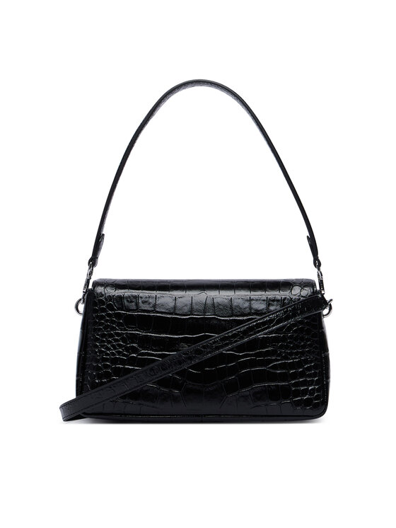 Tory Burch Kabelka Tory Burch Charlie Embossed Croc Small Shoulder Bag 183522 Čierna