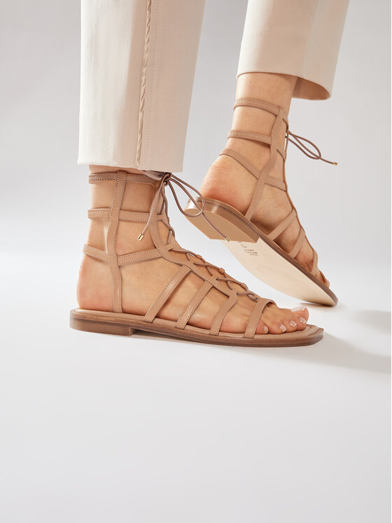 Stuart Weitzman Босоніжки Stuart Weitzman Kora Lace-Up S0982 Бежевий