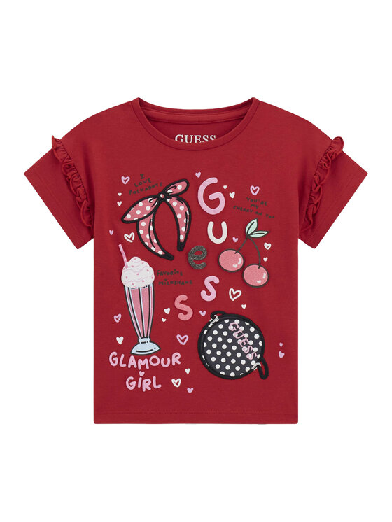 Guess Guess Camiseta K6RI04 K6YW4 Rojo Regular Fit